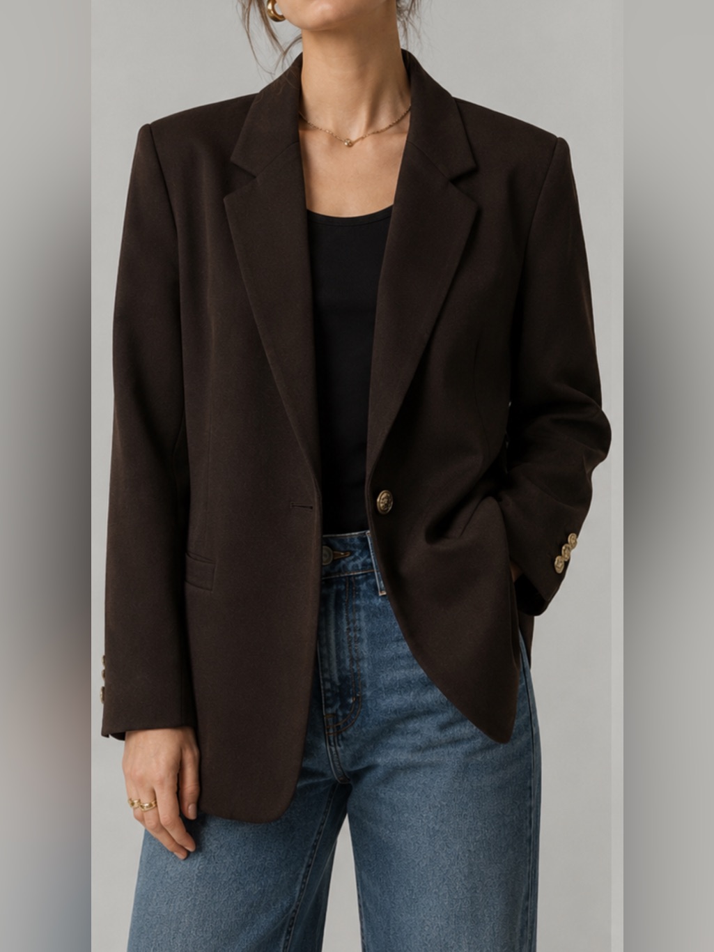 Dumas Usa Brown Blazer Jacket Women Size 6 Single Button Career Office Made Usa